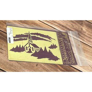 Dreamweaver BRASS Stencil Church In The Valley LG652 BY LYNELL HARLOW